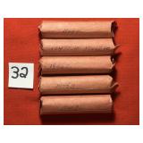 5) 1945-1948 Rolls of Pennies