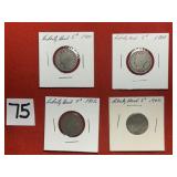 2) 1900 & 2) 1902 Liberty Head V Nickels