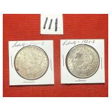 2) 1921s Morgan Dollars