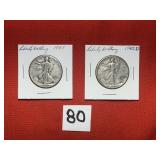 1941 & 1942 Walking Half Dollars