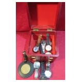 Wood Dice Box Full of Mens Watches Estate Sale