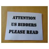 ATTENTION US BIDDERS PLEASE READ