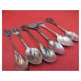 Vintage Lot 6 Collector Spoons Some Maybe Silver?