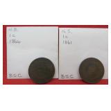 1864 New Brunswick 1861 Nova Scotia Large Cents