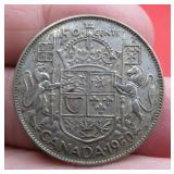 1950 Canada Silver 50 Cent Half Dollar Coin OLD