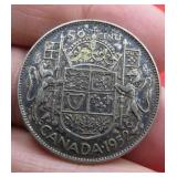1952 Canada Silver 50 Cent Half Dollar Coin OLD