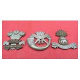 Royal British Army Lot 3 Military Cap Badges OLD