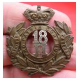 Victorian QVC The 18th Hussars UK Army Cap Badge