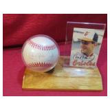 Cal Ripken Jr Signed Baseball & Card w Stand