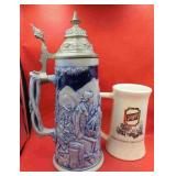 Beer Steins Wickerk Germany & Schlitz USA Mugs