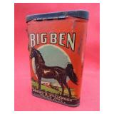 Vintage Big Ben Pipe Cigarette Tobacco Tin Brown