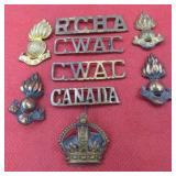 Vintage Lot 9 Canada Army Titles Badges Insignias