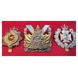 Canadian Army 3 Military Cap Badge Queens Crown