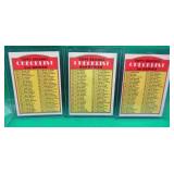 3x 1972 O-Pee-Chee Baseball Checklists UNMARKED