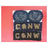 Vintage Military C&N.W. Embroidered Patch Insignia