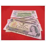 1973 Canada Lot 4 One Dollar Bank Note Bills