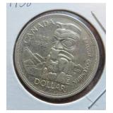 1958 Canada Silver Dollar Totem Pole Old Coin