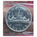1963 Uncirculated Canada Silver One Dollar Coin