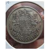 1940 Canada Silver 50 Cent Half Dollar Old Coin