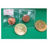 4x JFK John F. Kennedy Coins / Tokens 1917-1964