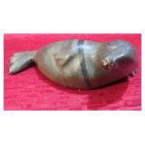 1973 Inuit Carving Signed Stone Arctic Seal Art