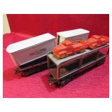 Vintage Marx Lot 2 Vehicle Flat Model Train Cars