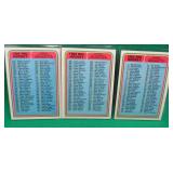 3x 1984-85 O-Pee-Chee UnMarked Checklists #394-396
