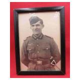 WWII German Soldier Photo & Afrika Corps Pin RARE