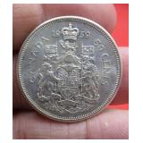 1959 Canada Silver 50 Cent Half Dollar Coin
