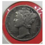 1936 US Silver Winged Liberty Head Mercury Dime