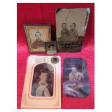 1800-1900's Photograph Lot 8 Tintypes & Buttons