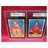 1967-68 Topps 2 Graded Hockey Cards w Red Wings