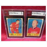1967-68 Topps 2 Graded Hockey Cards w Red Wings