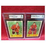 1967-68 Topps 2 Graded Hockey Cards w Black Hawks