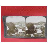 WWI Blown Up Bridge & Red Cross Train Stereoview