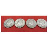 1940's US Silver Lot 4 Washington Quarters Coins
