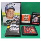 5x Sega Genesis Video Games 3x Baseball 1x Hockey+