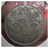 1944 Canada Silver 50 Cent Half Dollar Coin OLD
