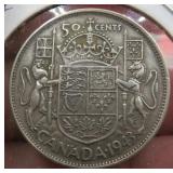 1943 Canada Silver 50 Cent Half Dollar Coin OLD
