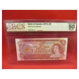 1974 Canada Graded Two Dollar Bank Note BCS 50