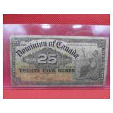 1900 Dominion of Canada 25 Cent Bank Note OLD