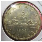 1966 Canada Silver One Dollar Canoe Coin OLD