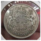 1942 Canada Silver 50 Cent Half Dollar Coin OLD