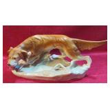 Large Royal Dux Hunting Dog w Bird 15' Figurine
