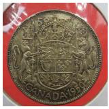 1950 Canada Silver 50 Cent Coin Vintage Money