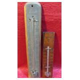 Vintage Lot 2 Wood Thermometers Made in USA OLD