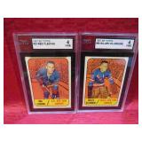 1967-68 Topps 2 Graded Hockey Cards NY Rangers