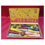 Vintage Allen Wood Ten Pins Bowling Game w Box