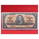 1937 Bank of Canada Two Dollar Note Old Bill