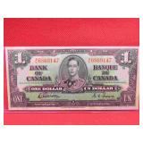 1937 Bank of Canada One Dollar Note Old Bill